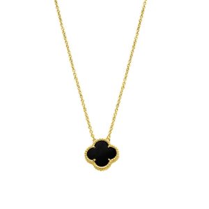 14k Gold überzogene schwarze Blume Halskette Roségold