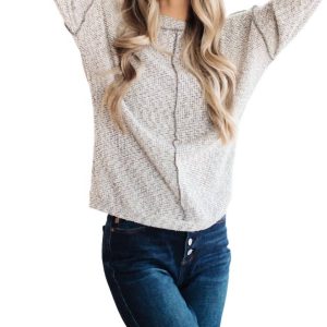 Beide Seiten der Geschichte Pullover Top in Heather Grau