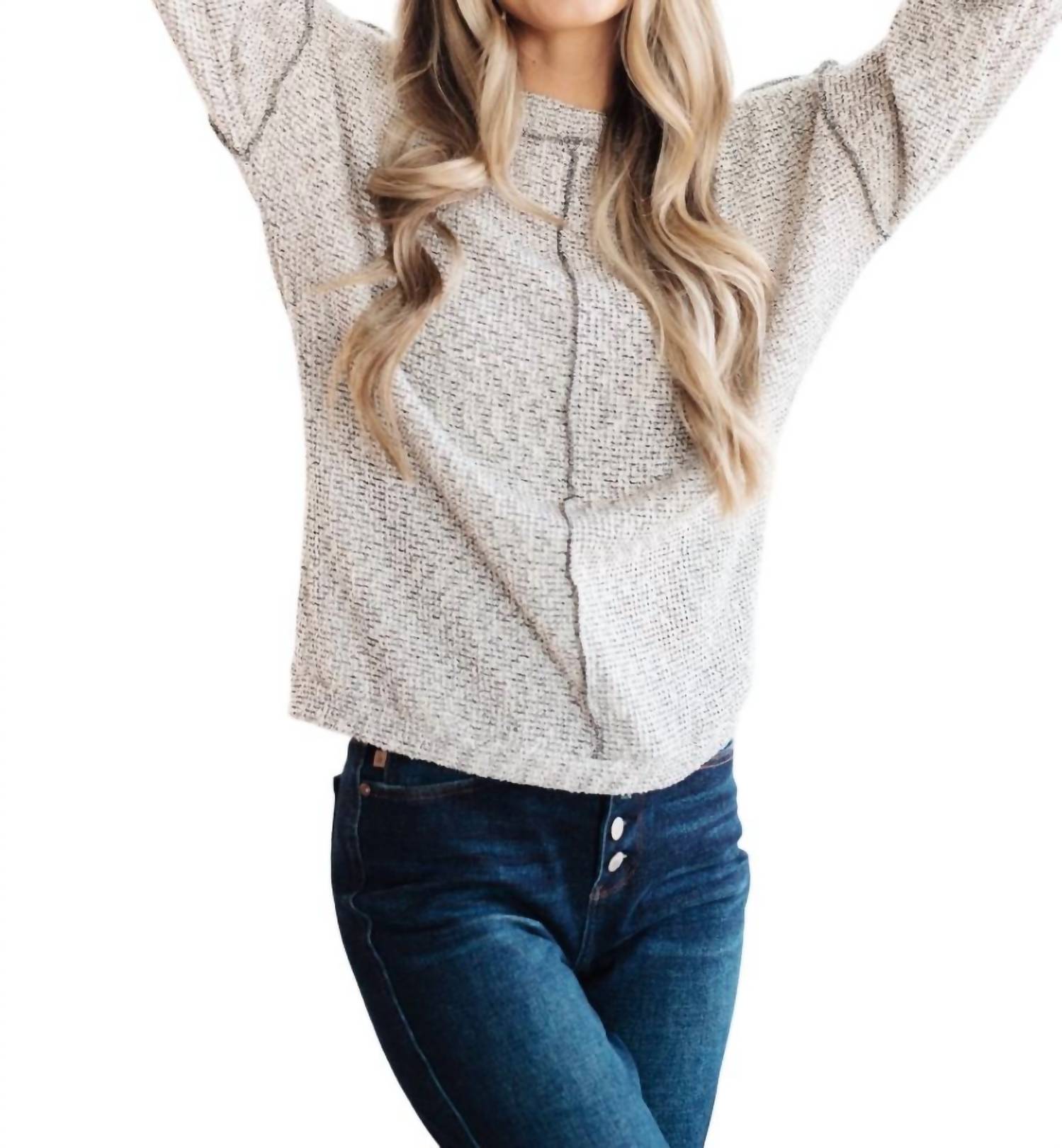Beide Seiten der Geschichte Pullover Top in Heather Grau
