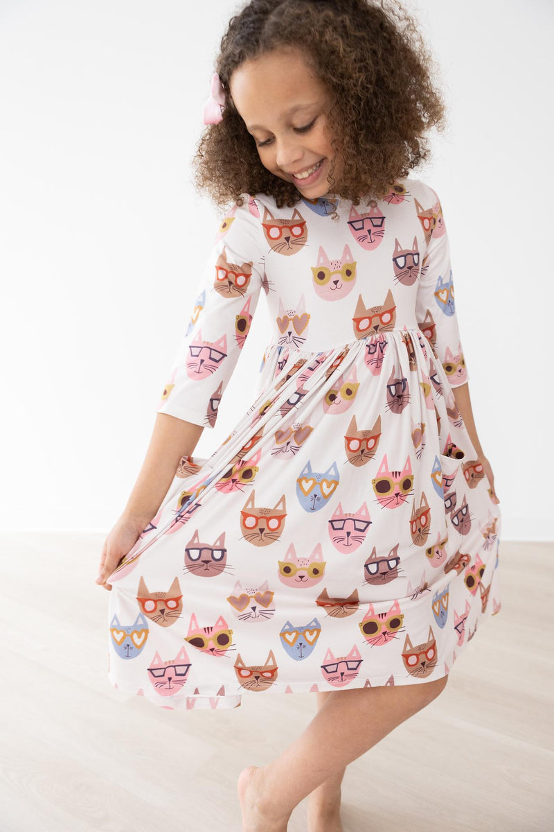 Cattitude 3/4-Ärmel Tasche Twirl Kleid