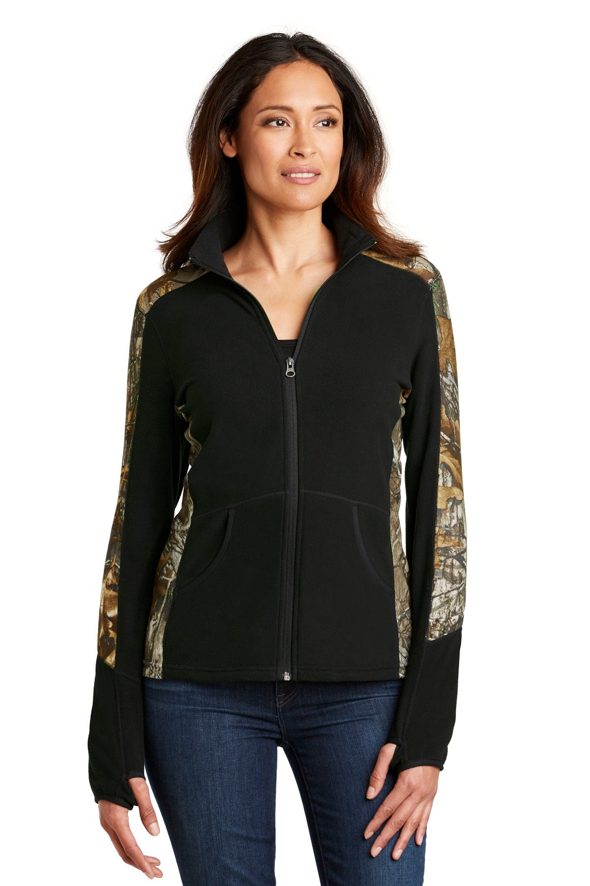 Port Authority Damen Camouflage Microfleece durchgehender Reißverschluss Jacke L230C