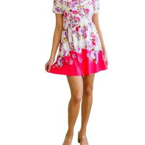Keep Talking Blumen-Hosenrock-Kleid in Weiß/Rosa 7732491649084