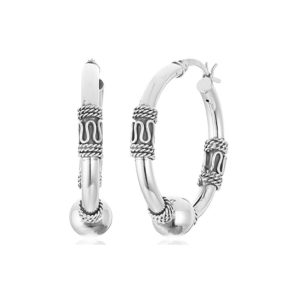 Sterling Silber balinesische Perlen Creolen