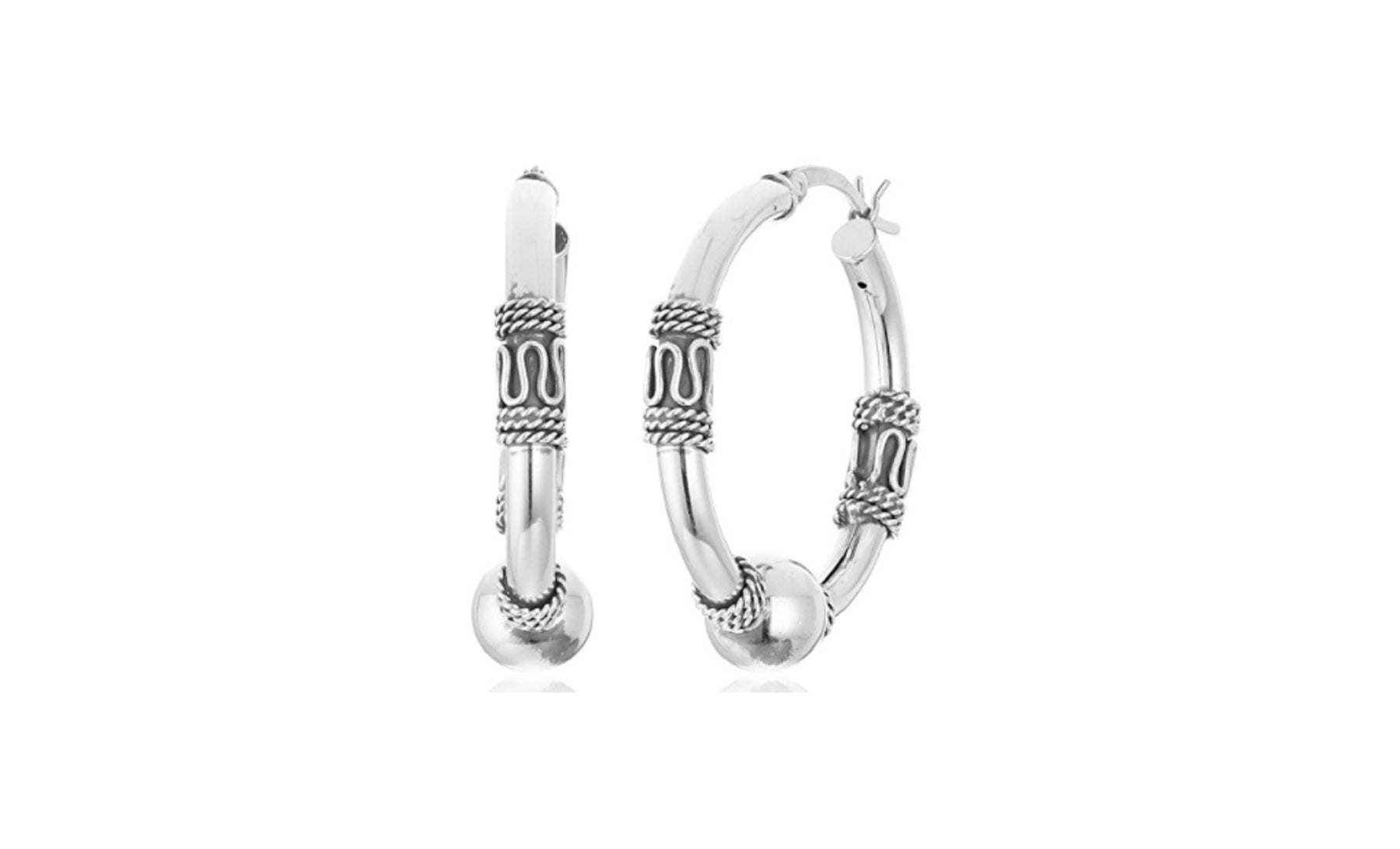 Sterling Silber balinesische Perlen Creolen