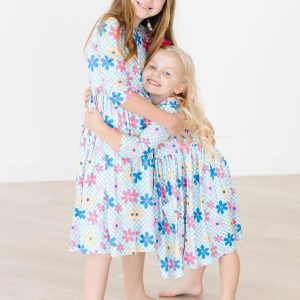 Verrückte Daisy 3/4 Ärmel Tasche Twirl Kleid
