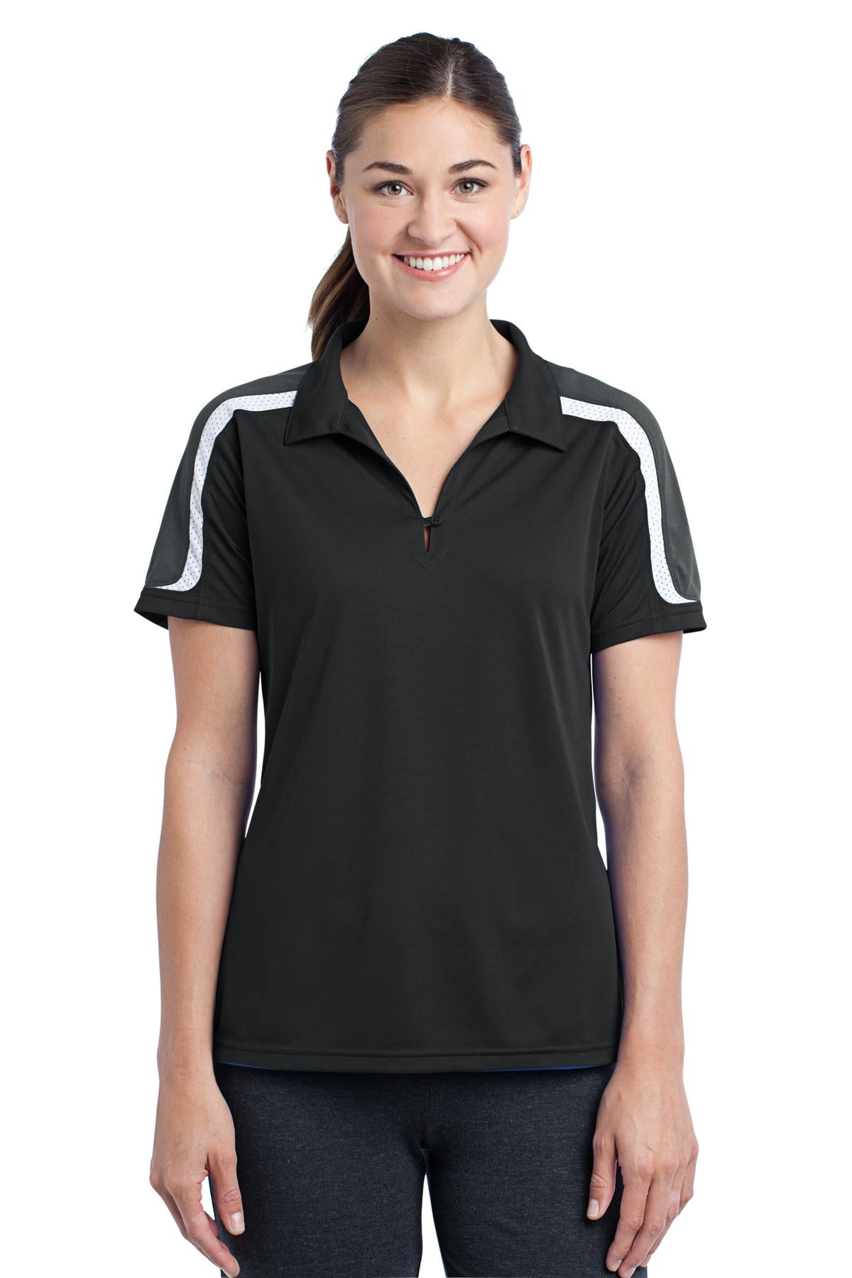 Sport-Tek Damen Tricolor Schulter Micropique Sport-Wick Polo LST658