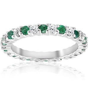 1 1/2ct Emerald Diamant Eternity Ring 14K Weißgold