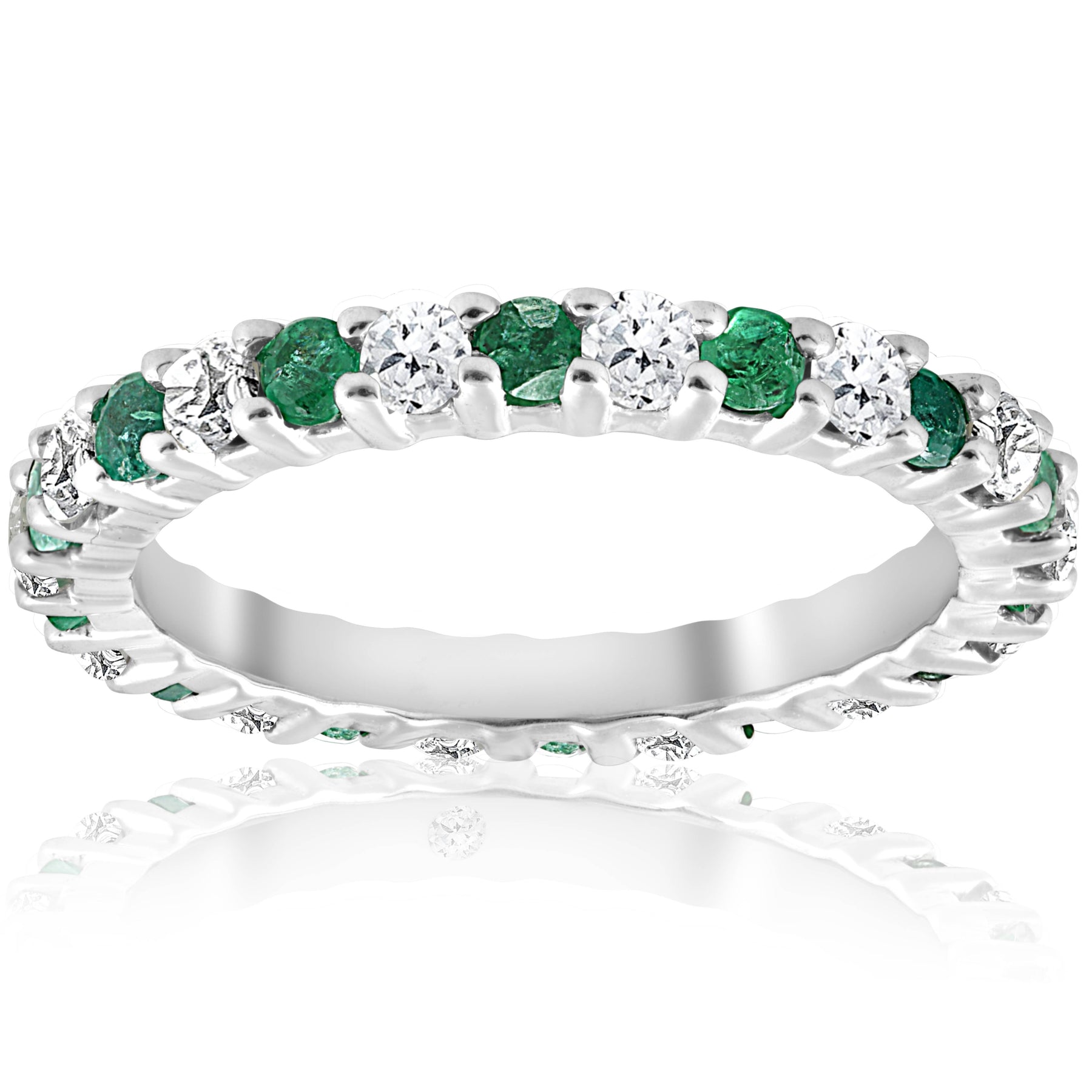1 1/2ct Emerald Diamant Eternity Ring 14K Weißgold