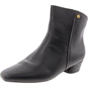 Raffee-Stiefeletten aus Leder mit quadratischer Zehenpartie