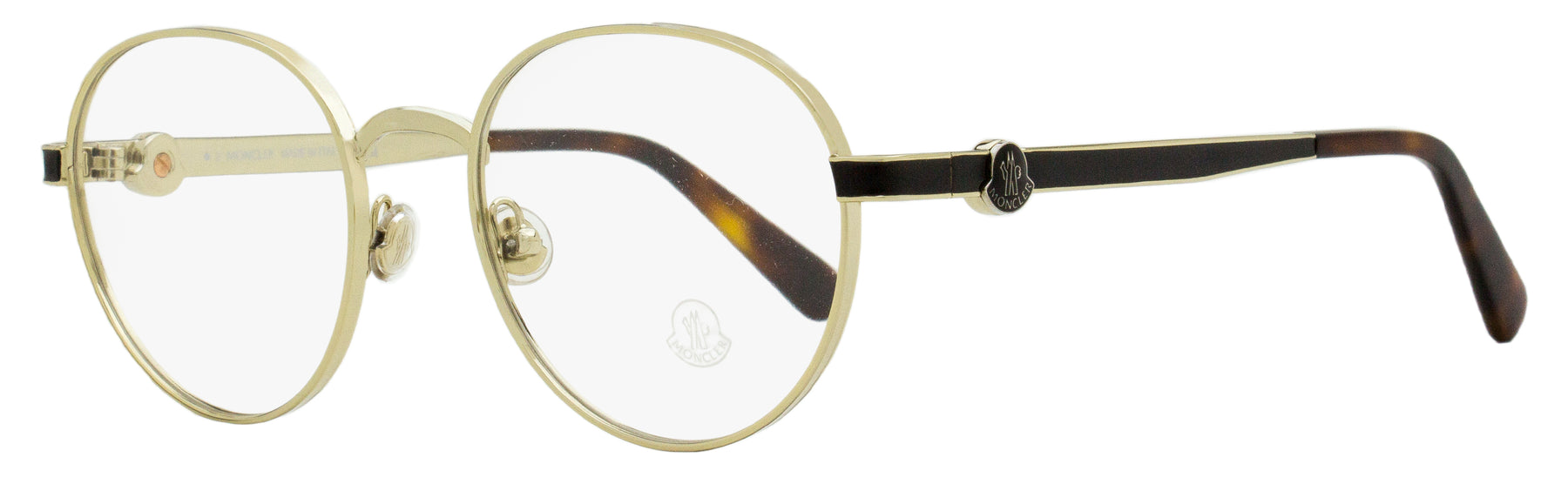 Moncler Unisex Runde Brillen ML5179 032 Helles Gold/Havanna 51mm
