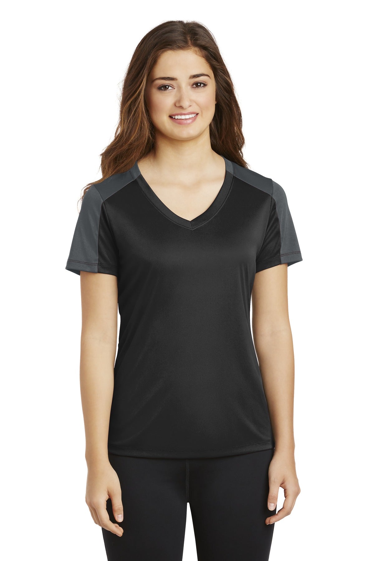 Sport-Tek Damen PosiCharge Competitor Ärmel-Blocked V-Ausschnitt T-Shirt LST354