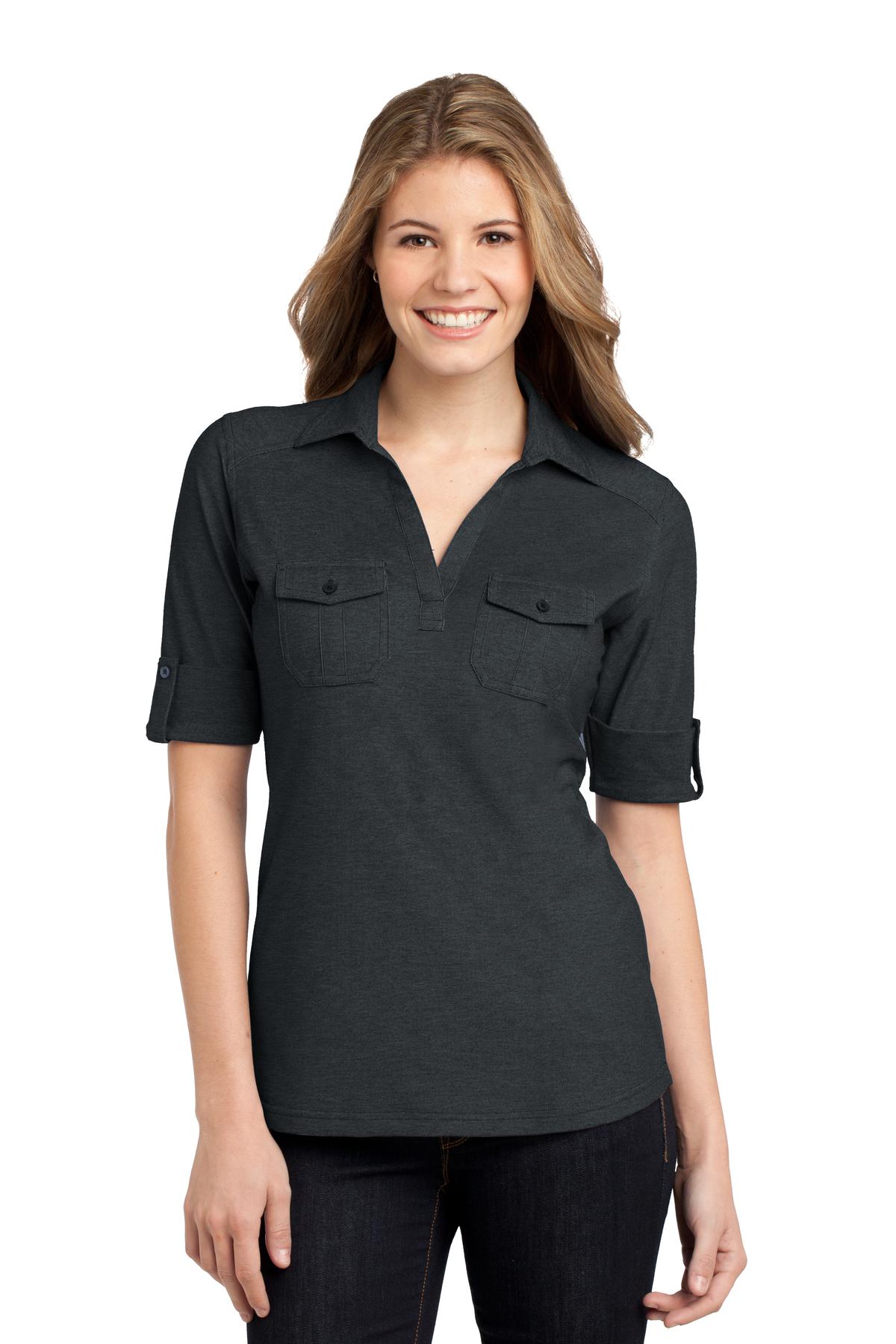 Port Authority Damen Oxford Pique Double Tasche Polo L557