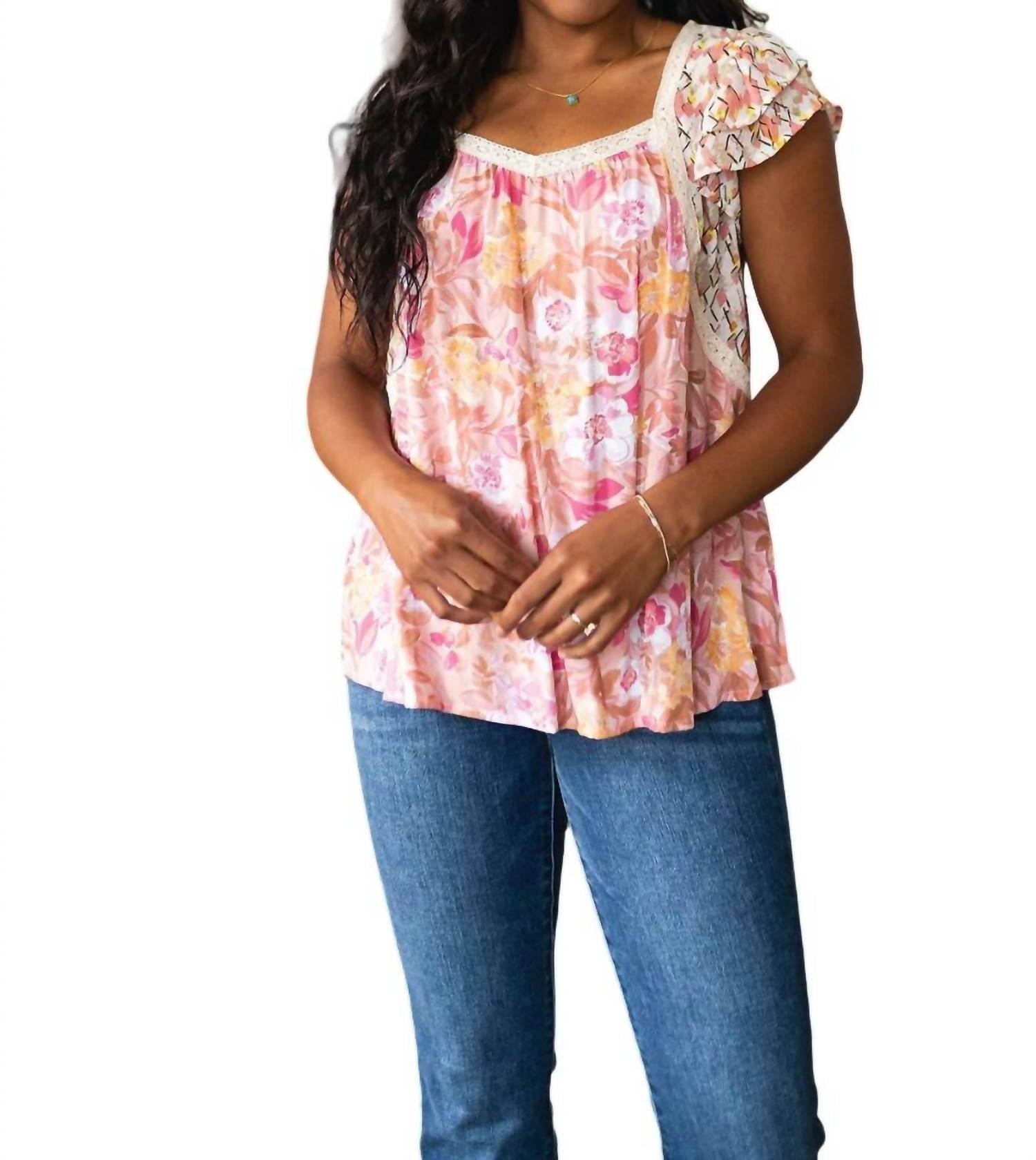 Nicht so ernst Blumenbluse in Rosa