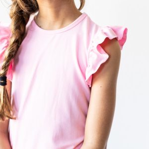 Bubblegum Pink S/S Rüschen-T-Shirt