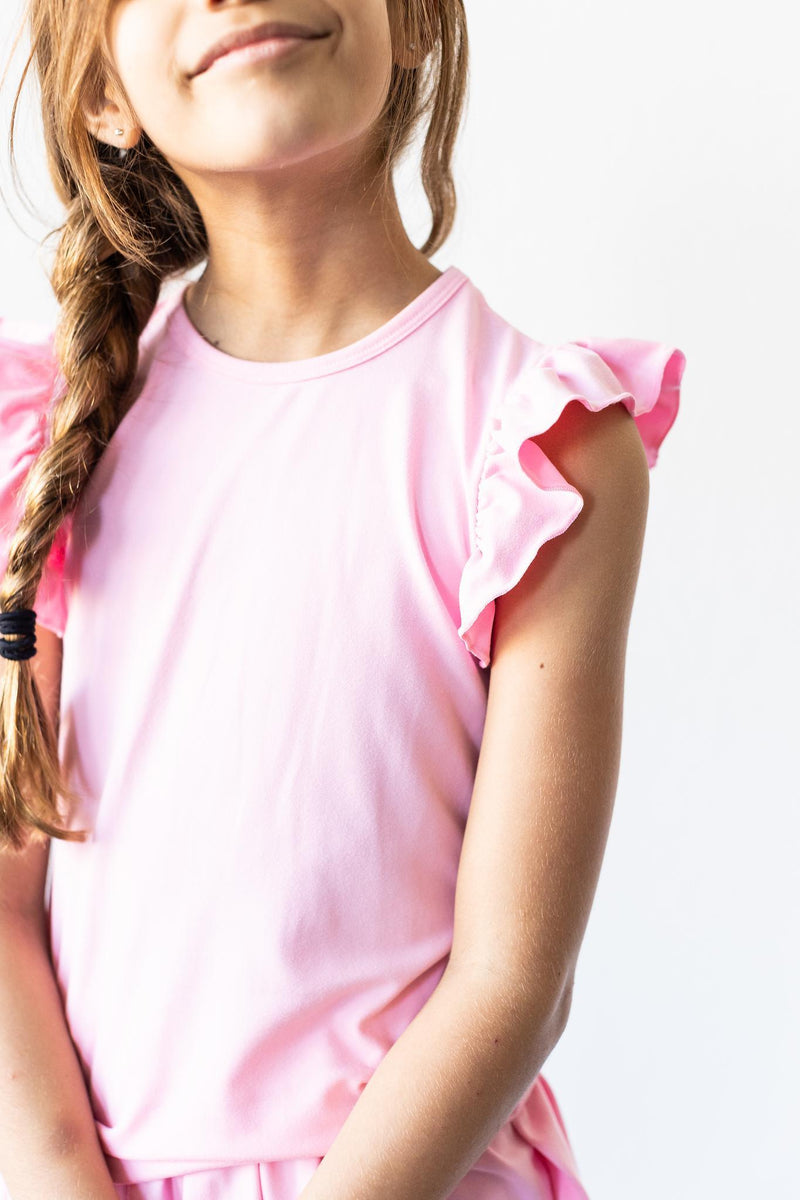 Bubblegum Rosa S/S Rüschen T-Shirt