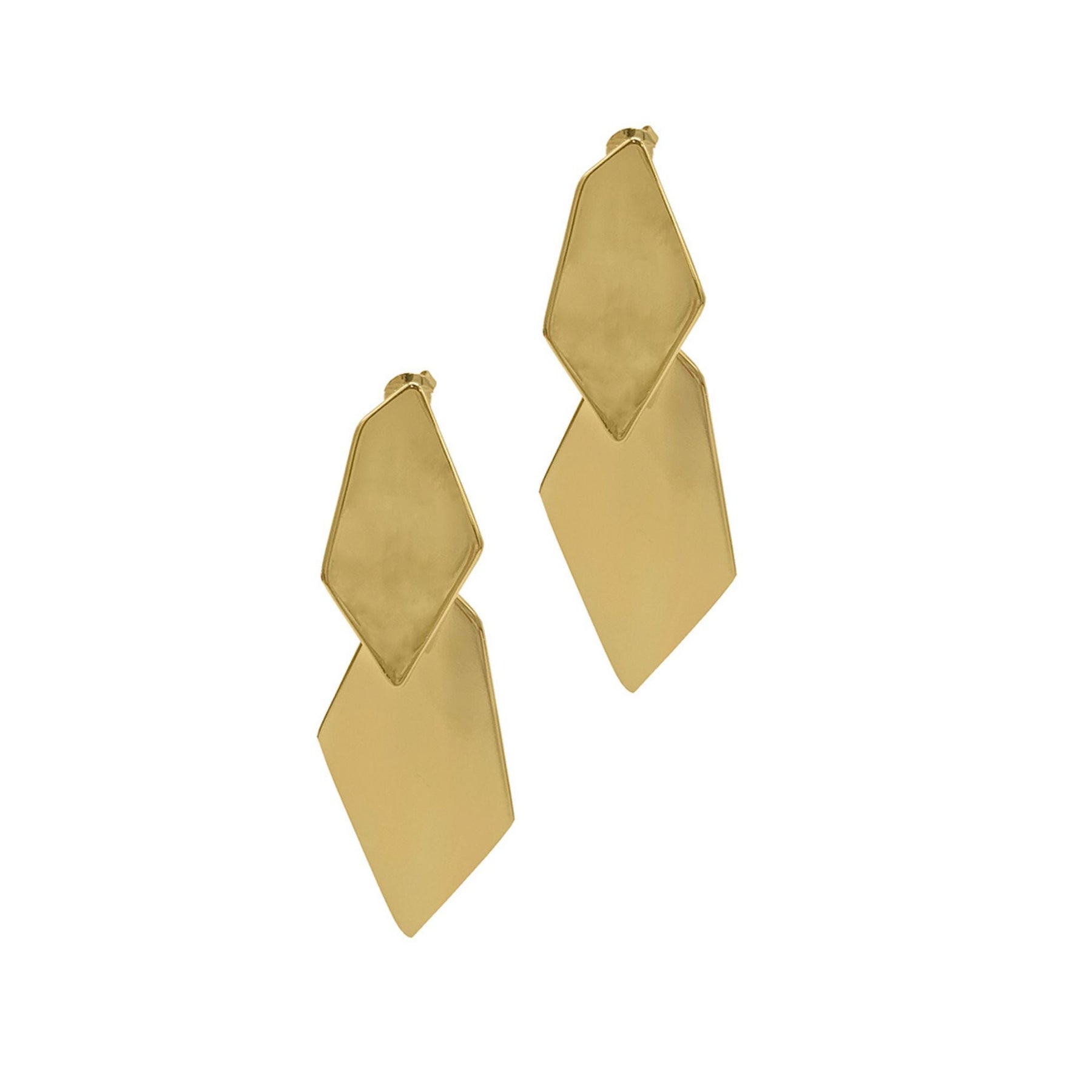 14k Gold überzogene Diamant Form Tropfen Ohrringe