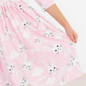 Bunny Love Twirl-Kleid mit 3/4-Ärmeln und Taschen