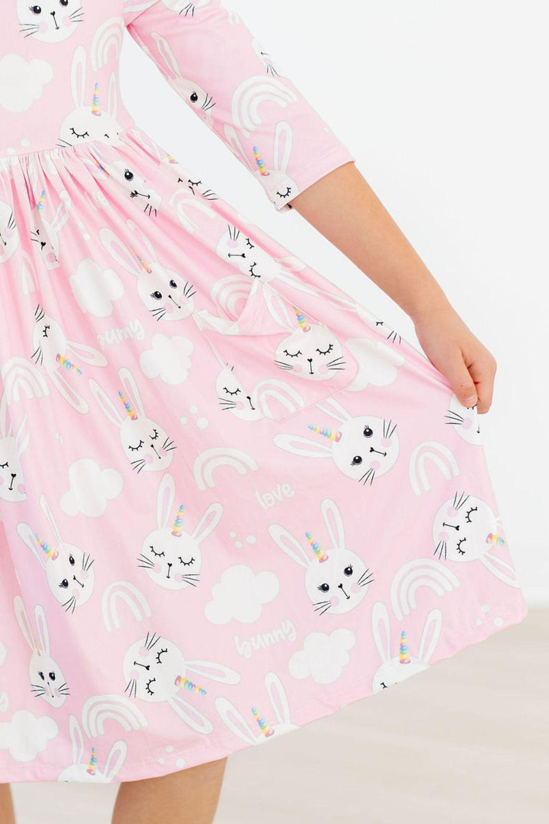 Hase Liebe 3/4 Ärmel Tasche Twirl Kleid