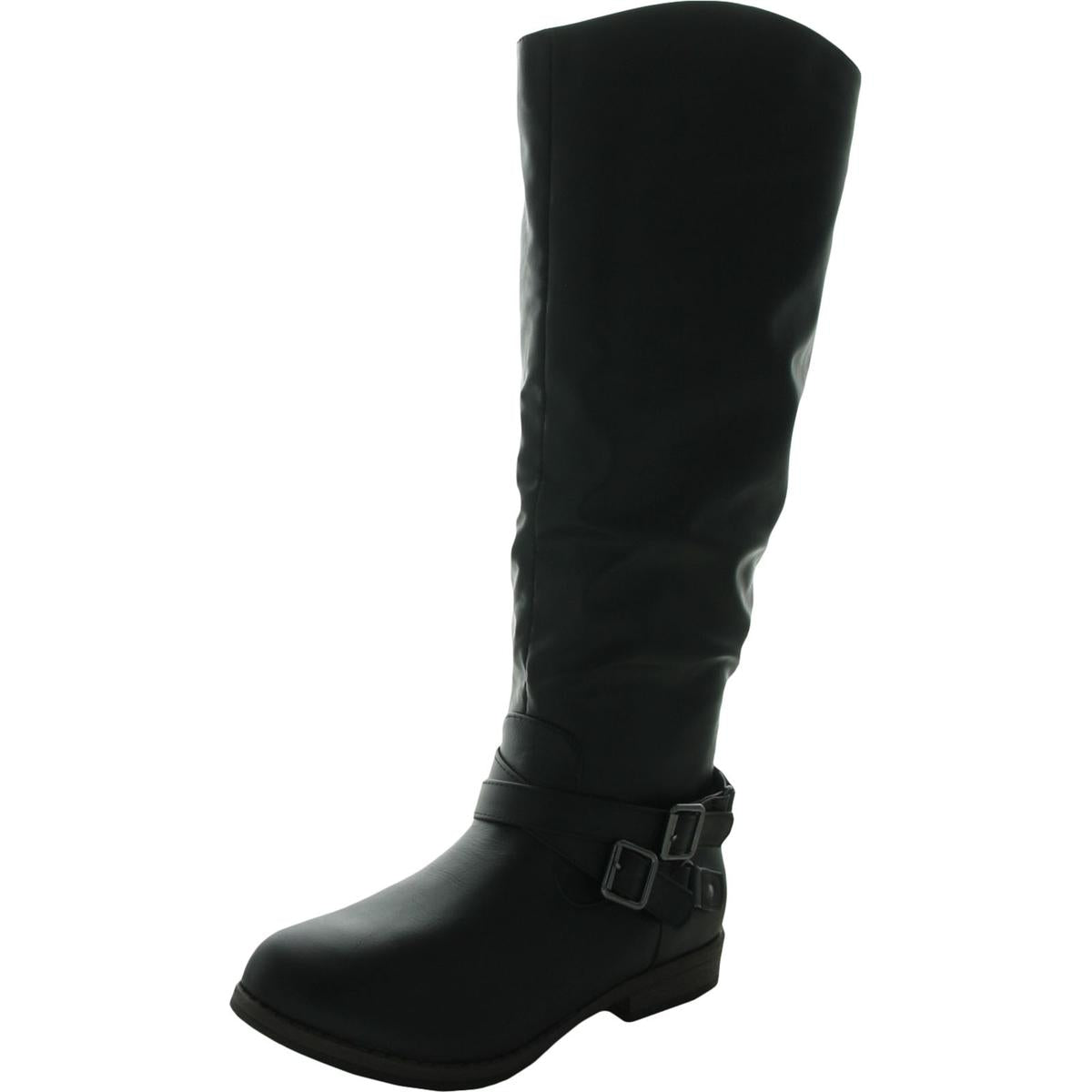 April Criss-Cross vorn Kunstleder Kniehohe Stiefel