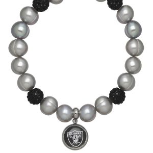 Oakland Raiders Stretch-Armband mit Perlen und Kristallen in Grau 7732495188028