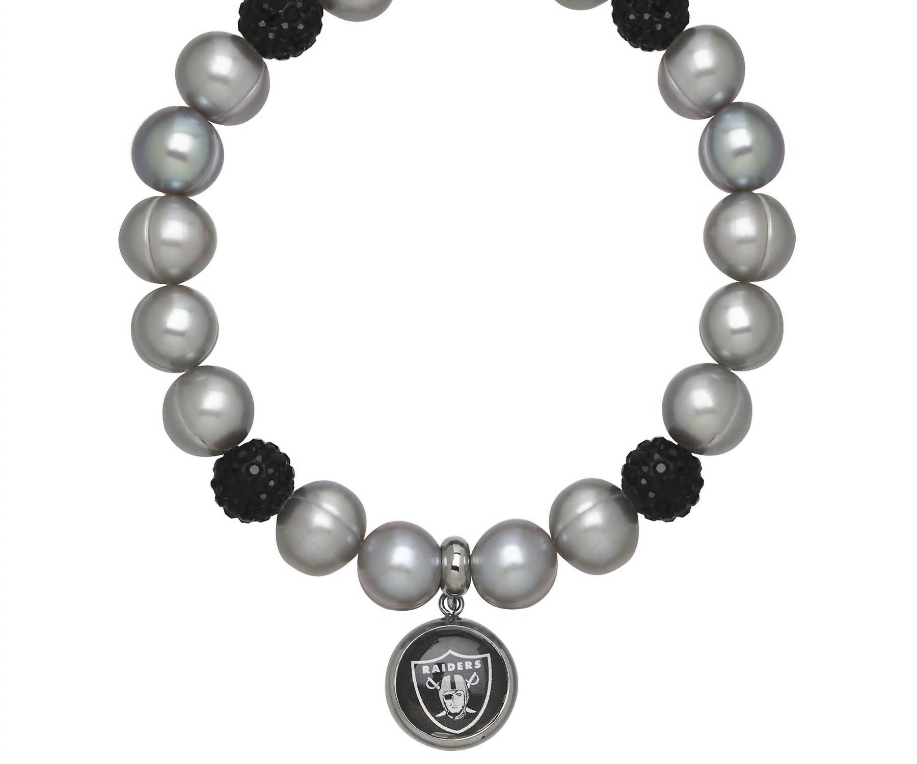 Oakland Raiders Stretch Perlen & Kristall Armband in grau