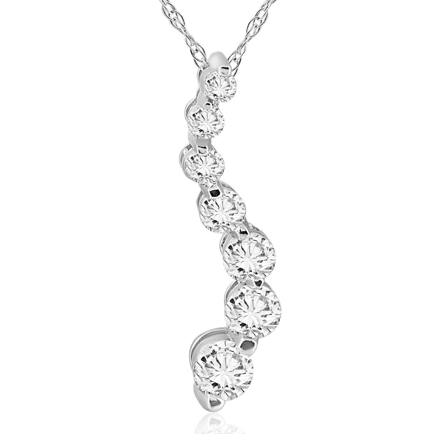 1/2ct Echter Diamant Reise Anhänger Halskette 14K Weißgold
