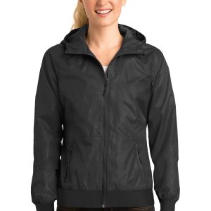 Sport-Tek Damen-Windjacke mit geprägter Kapuze LST53