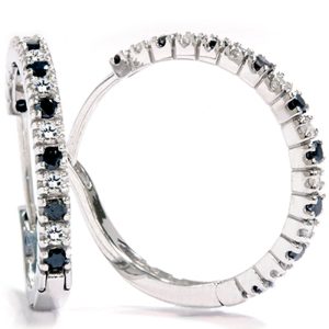 1/2ct Schwarz & Weiß Diamant Hoops 14K Weißgold
