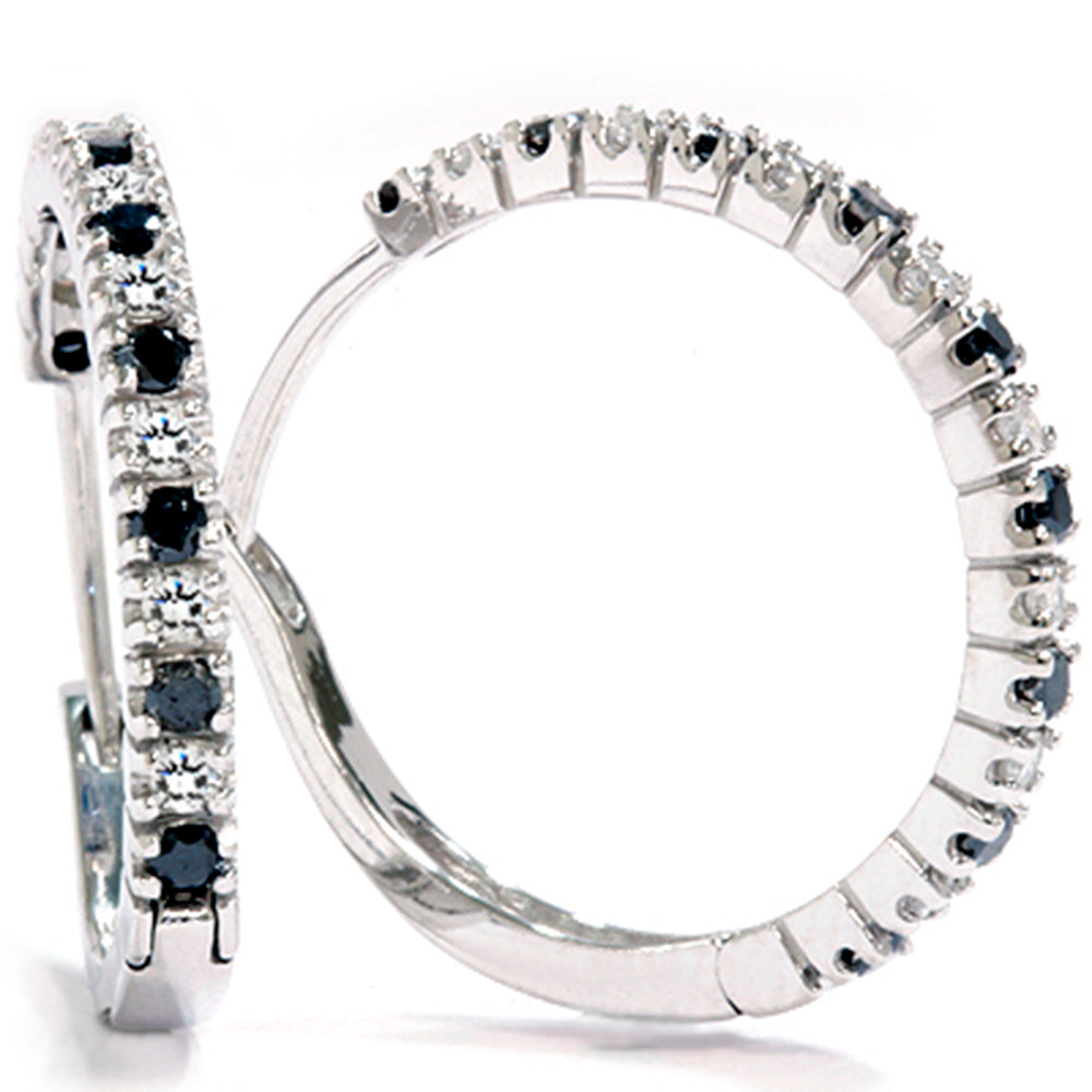 1/2ct Schwarz & Weiß Diamant Hoops 14K Weißgold