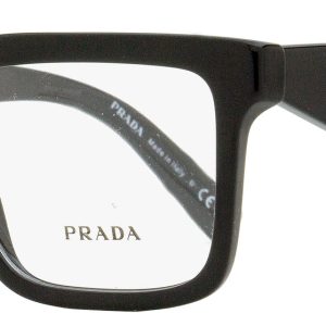 Prada Herren-Rechteckbrille VPR 10Y 1AB-1O1 Schwarz 52 mm