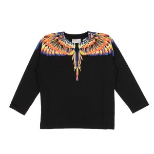 Schwarzes Multi-Tempura-Langarm-Flügel-T-Shirt für Kinder