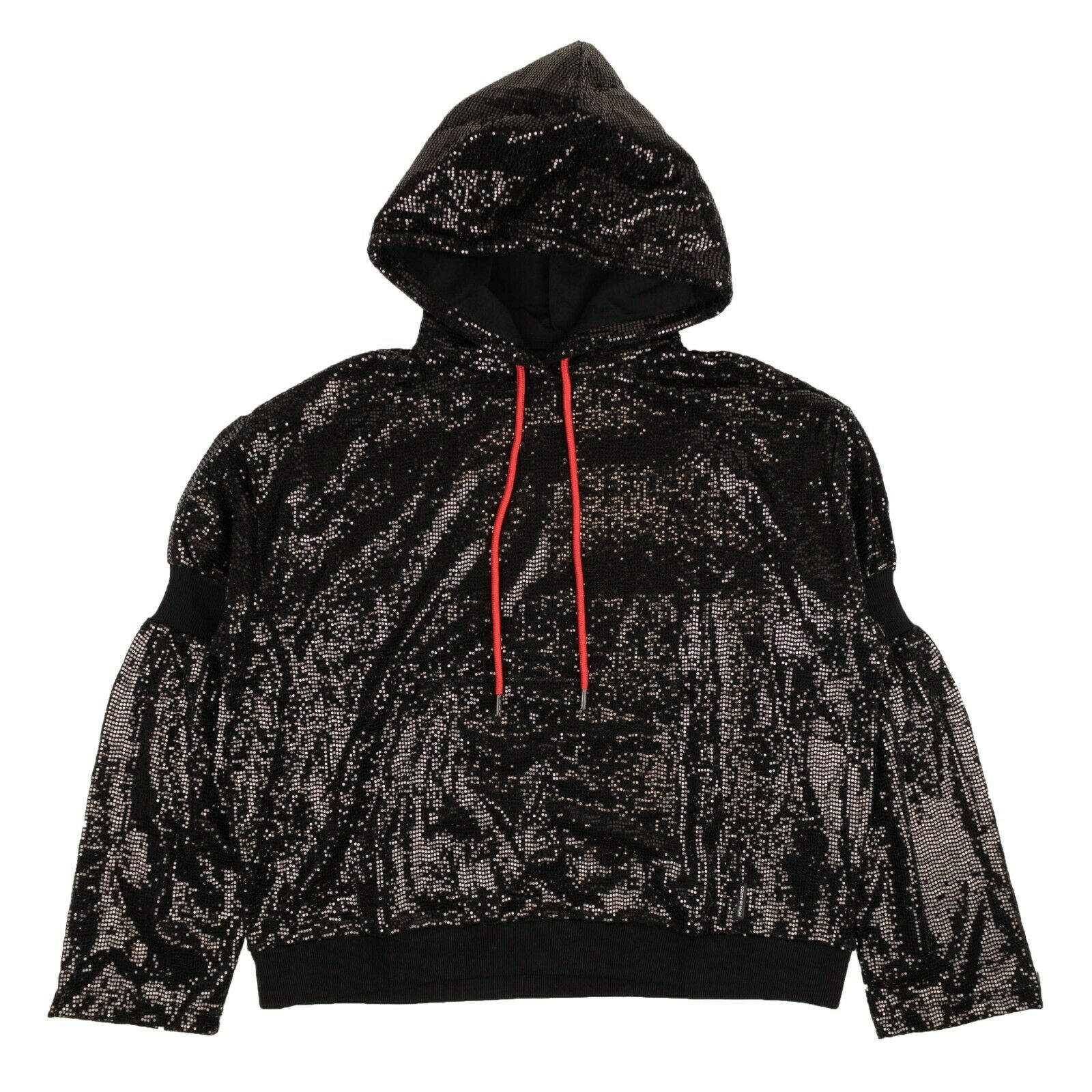 Schwarz Pailletten Pullover Kapuzenpullover