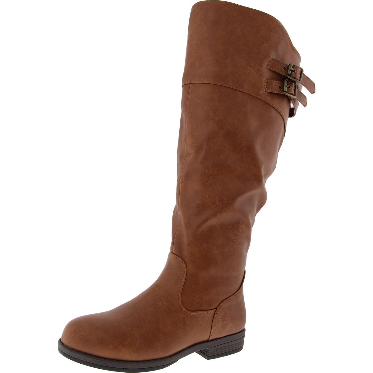 Reißverschluss Kunstleder Kniehohe Stiefel