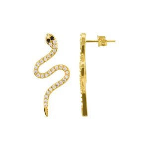 14k Gold überzogene Schlange Kristall Ohrringe