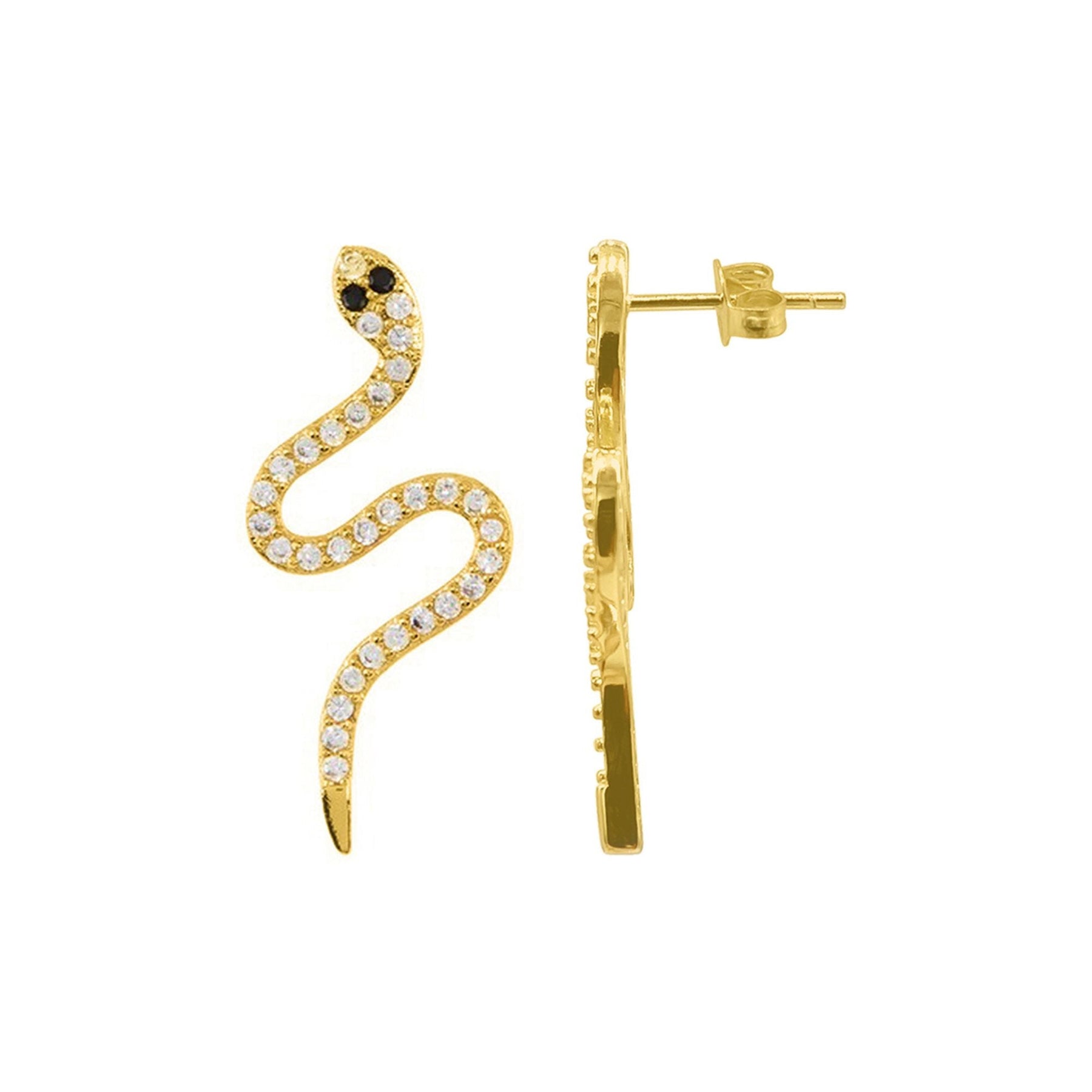 14k Gold überzogene Schlange Kristall Ohrringe