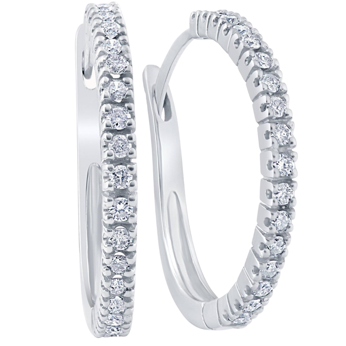 1/2 cttw Diamant Hoops in 10K Weiß oder Gelbgold 1