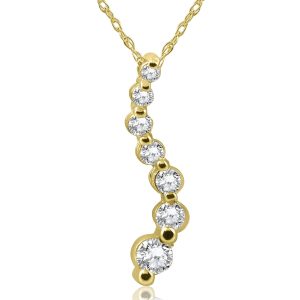 1/2ct Diamant Reise Anhänger Halskette 14K Gelbgold
