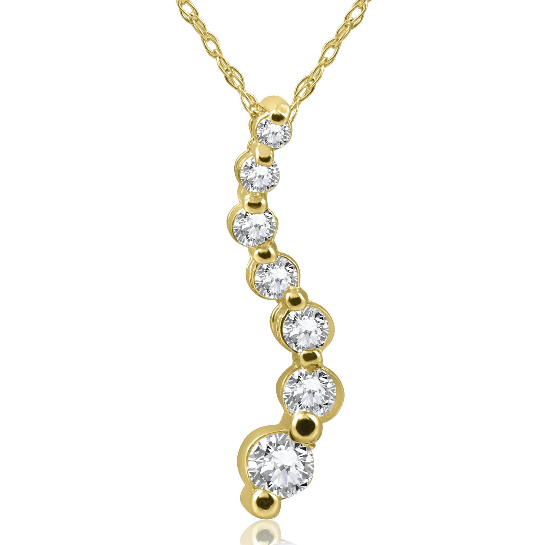 1/2ct Diamant Reise Anhänger Halskette 14K Gelbgold