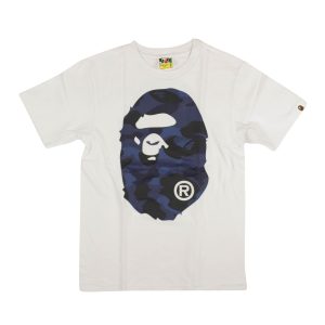 Weiß Blau Camo Logo Kurzarm-T-Shirt