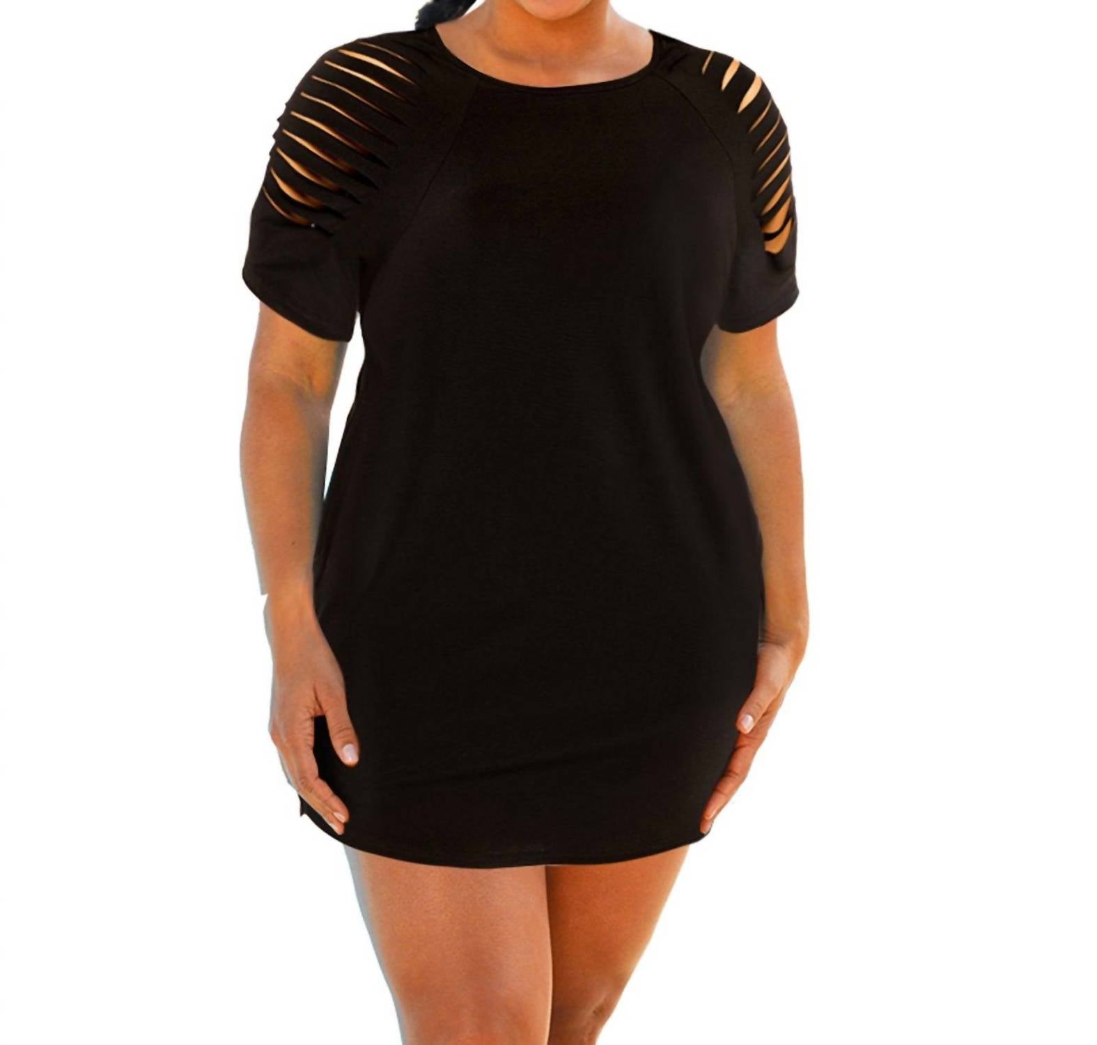 Plus Größe Jersey Cut Out Cover Up Kleid in schwarz