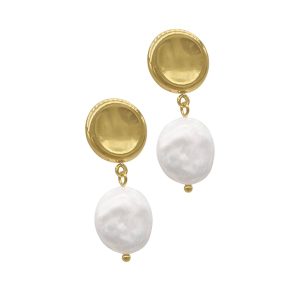 Tarnish Resistant 14k Gold überzogene Münze Perle Drop Ohrringe