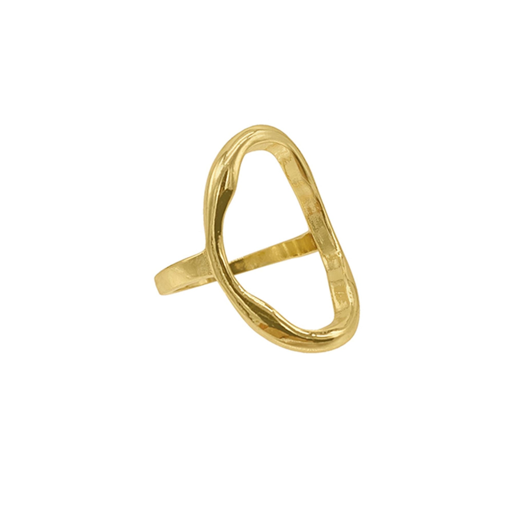 14k Gold überzogen offen gehämmert oval Ring