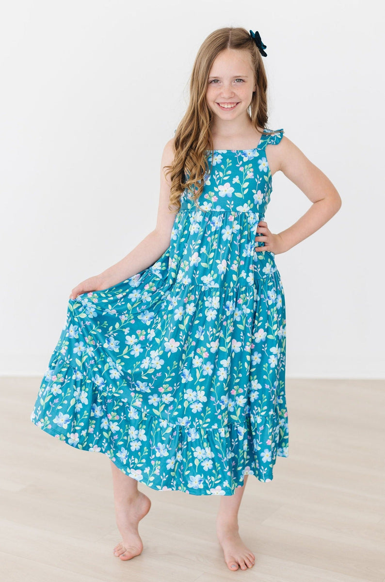 Mit Blumenmuster Breeze Rüschen Maxi Kleid
