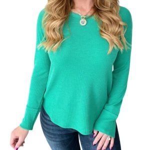 Baby-Waffel-Langarmoberteil in Kelly Green 7732504002620