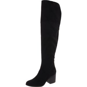 Overknee-Stiefel aus Wildlederimitat mit Schlitz
