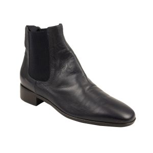 Marineblaue Chelsea-Booties aus Leder