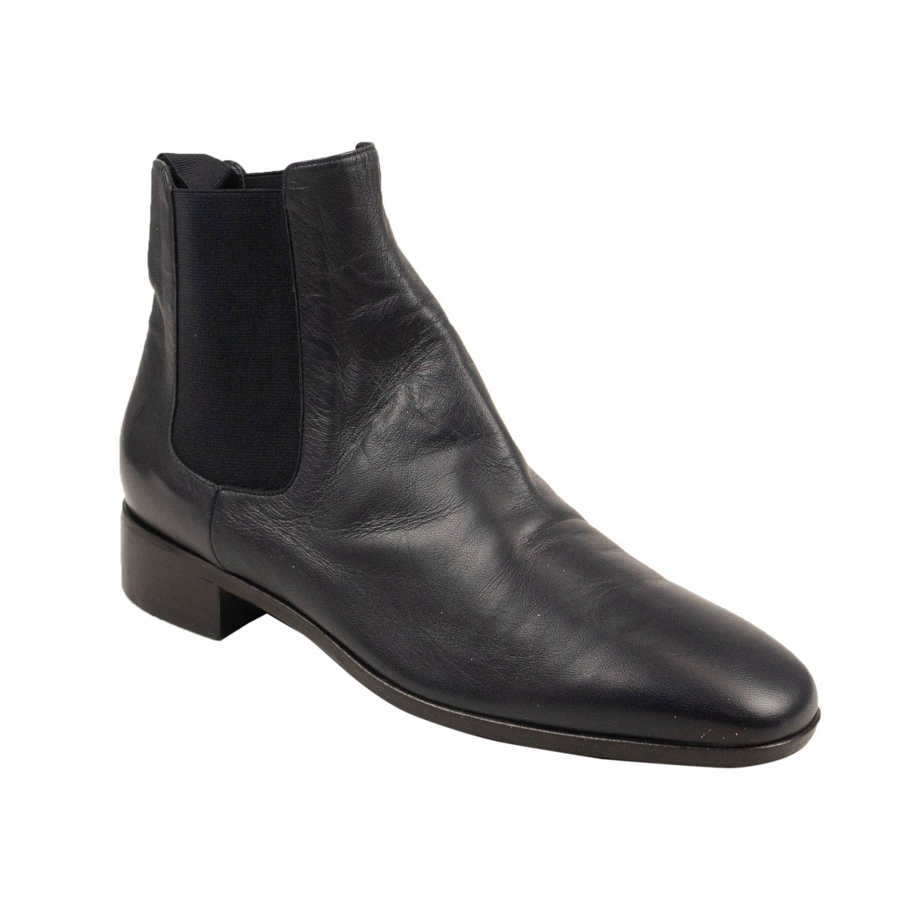 Dunkelblaue Chelsea Booties aus Leder