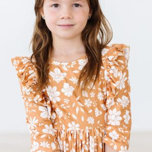 Golden Blooms Rüschen-Twirl-Kleid