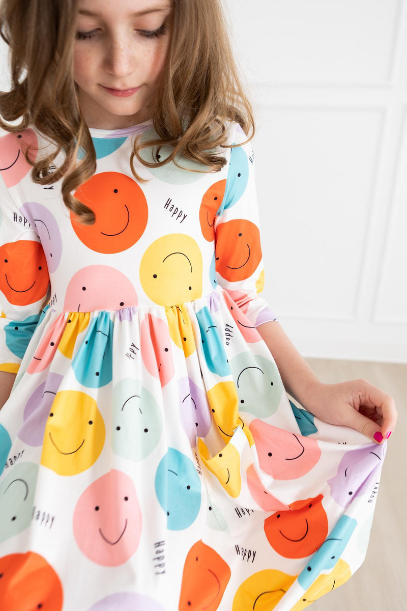 Glückliche Tage 3/4 Tasche Twirl Kleid