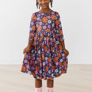 Haunted Garden Twirl-Kleid mit 3/4-Ärmeln und Taschen